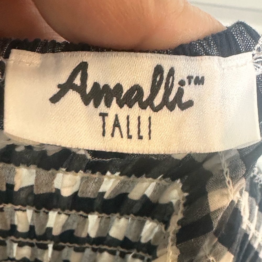 Amalli Talli Blue/White Gingham Check Cotton Smocked Front Maxi Tall Dress, XL - Picture 5 of 11